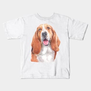 Basset Hound Watercolor Art Kids T-Shirt